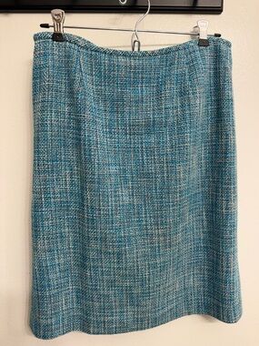 Calvin Klein Teal Bouclé Midi Skirt